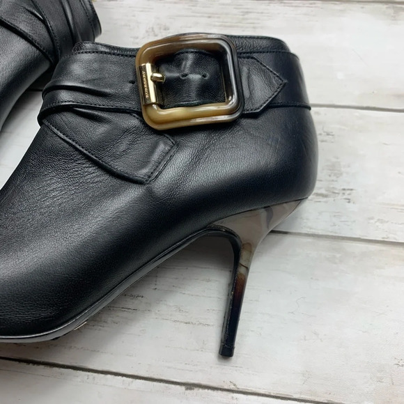 Burberry Sharnford Ankle Boots Open Toe Booties Buckle Leather Heels 38 1/2 - Picture 16 of 16